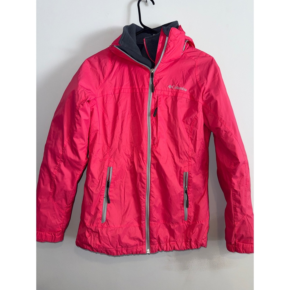 Columbia Women's 3-in-1 Interchange Jacket Pink Fleece Lined Hooded Size S